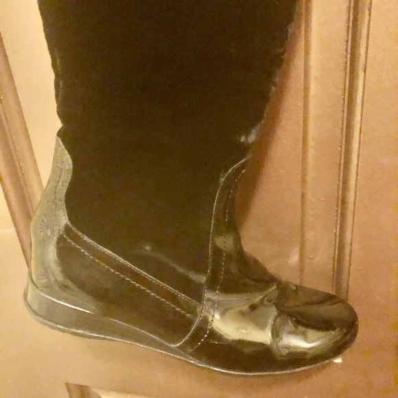 Botticelli Black Patent Leather Low Wedge Boots 35 - Picture 7 of 12